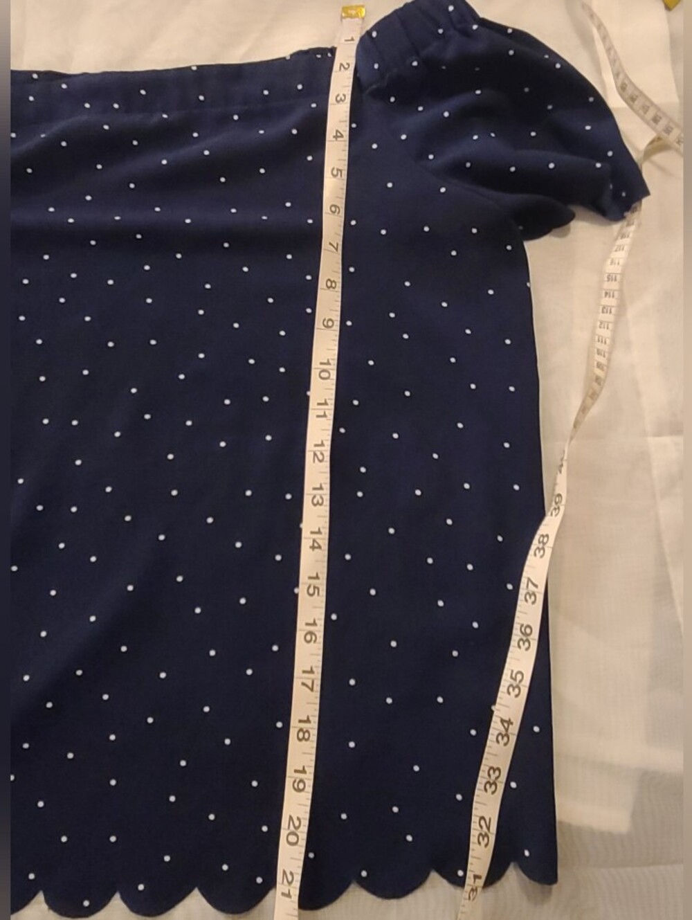 Elle Navy Off The Shoulder Flutter Sleeves Top White Polka Dot, Medium - Picture 13 of 13